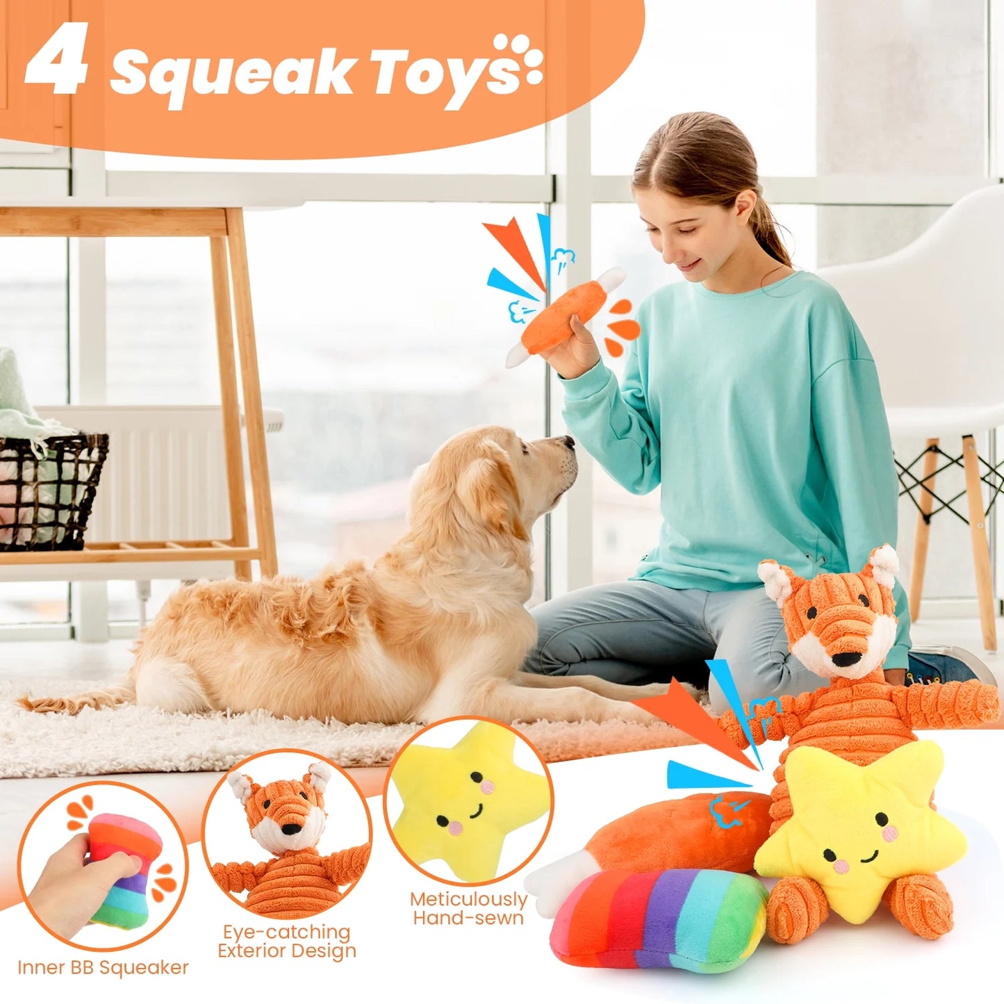Small Dog Toy Collection: 10-Piece Set of Chew Toys for Teething and Training, Including Plush Squeaky Toys, Treat Balls, and Rope Toys for Engaging Playtime