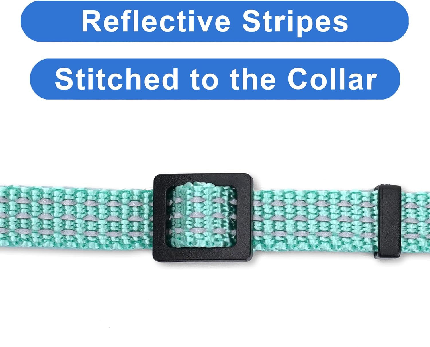 Reflective Teal Cat Collar with Safety Buckle and Detachable Bell for Kittens and Cats