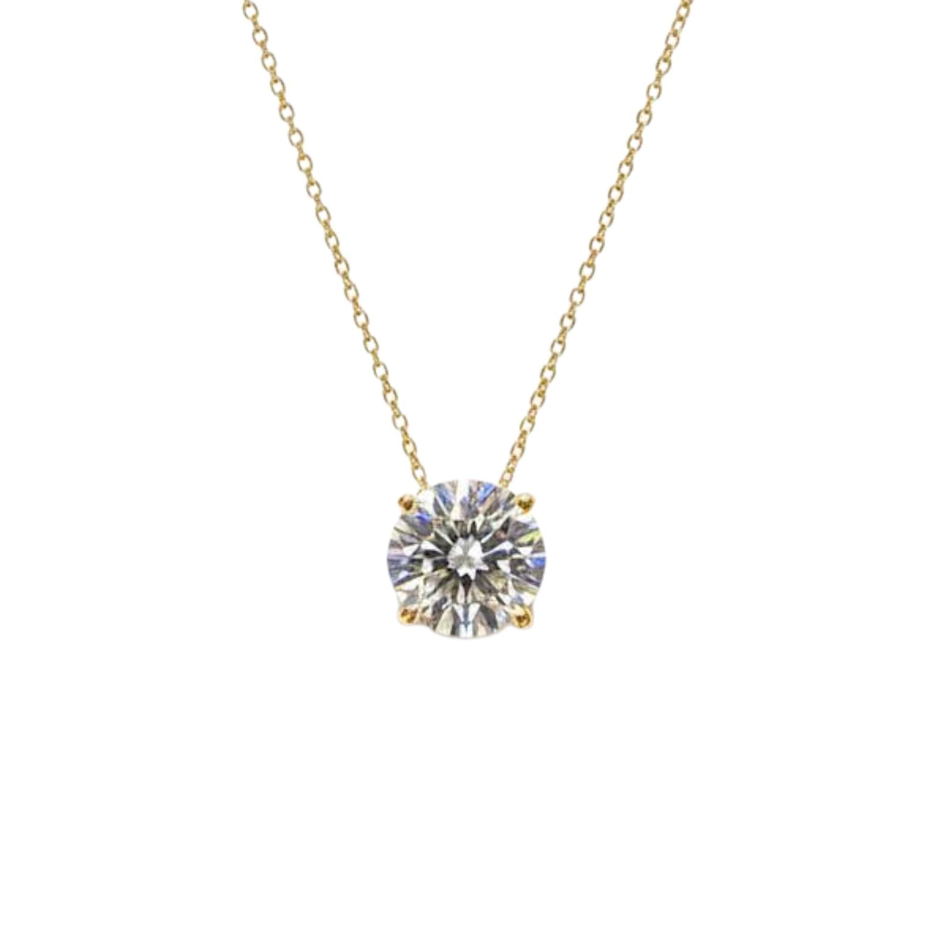 Lab Grown Diamond, 14Kt Gold Necklace, Attached Diamond Necklace, Beautiful White Diamonds, Best Gift
