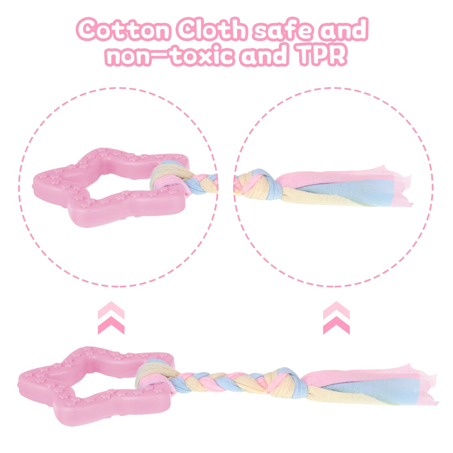 5-Pack Puppy Chew Toys for Teething Small Dogs - Pink Rubber and Plush Squeaky Interactive Dog Toys for Dental Care