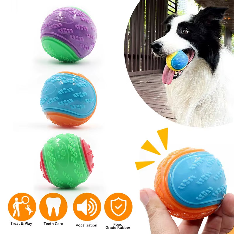 Interactive Soft TPR Dog Toys for Dental Care and Bite Resistance - Squeaky Ball Toy