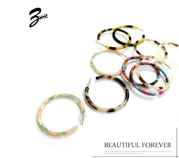 Leopard-Print Resin Half-Circle Earrings