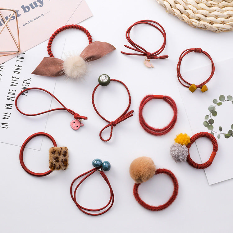 Leopard-Print Pom-Pom Hair Ties