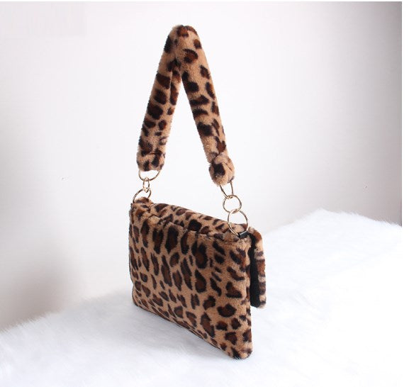 Plush Leopard-Print Crossbody Bag