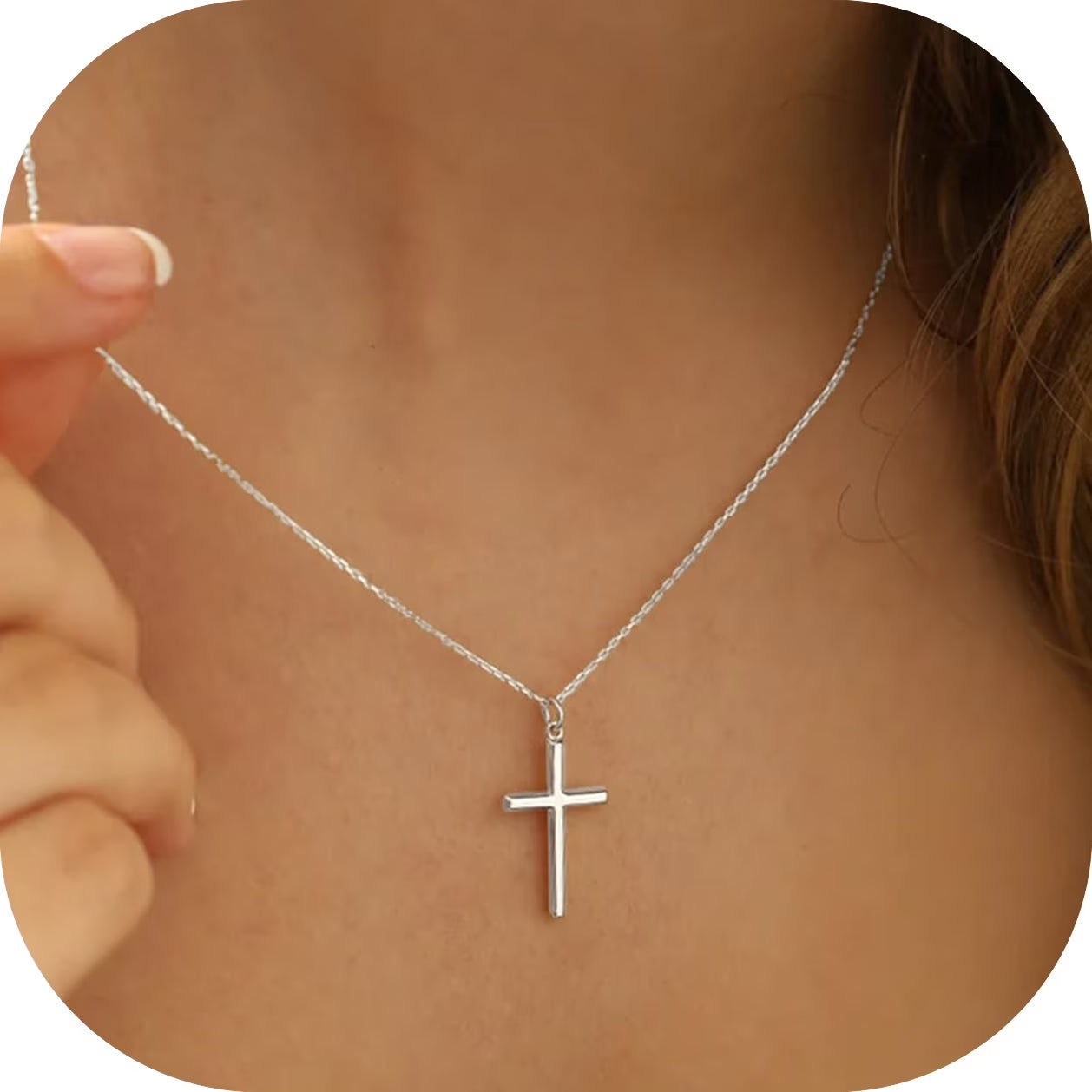 Turandoss 14K White Gold Plated Dainty Tiny Cross Pendant Necklace for Women Faith Jewelry Trendy Personalizedt First Communion Christian Religious Gifts for Women Her Girls