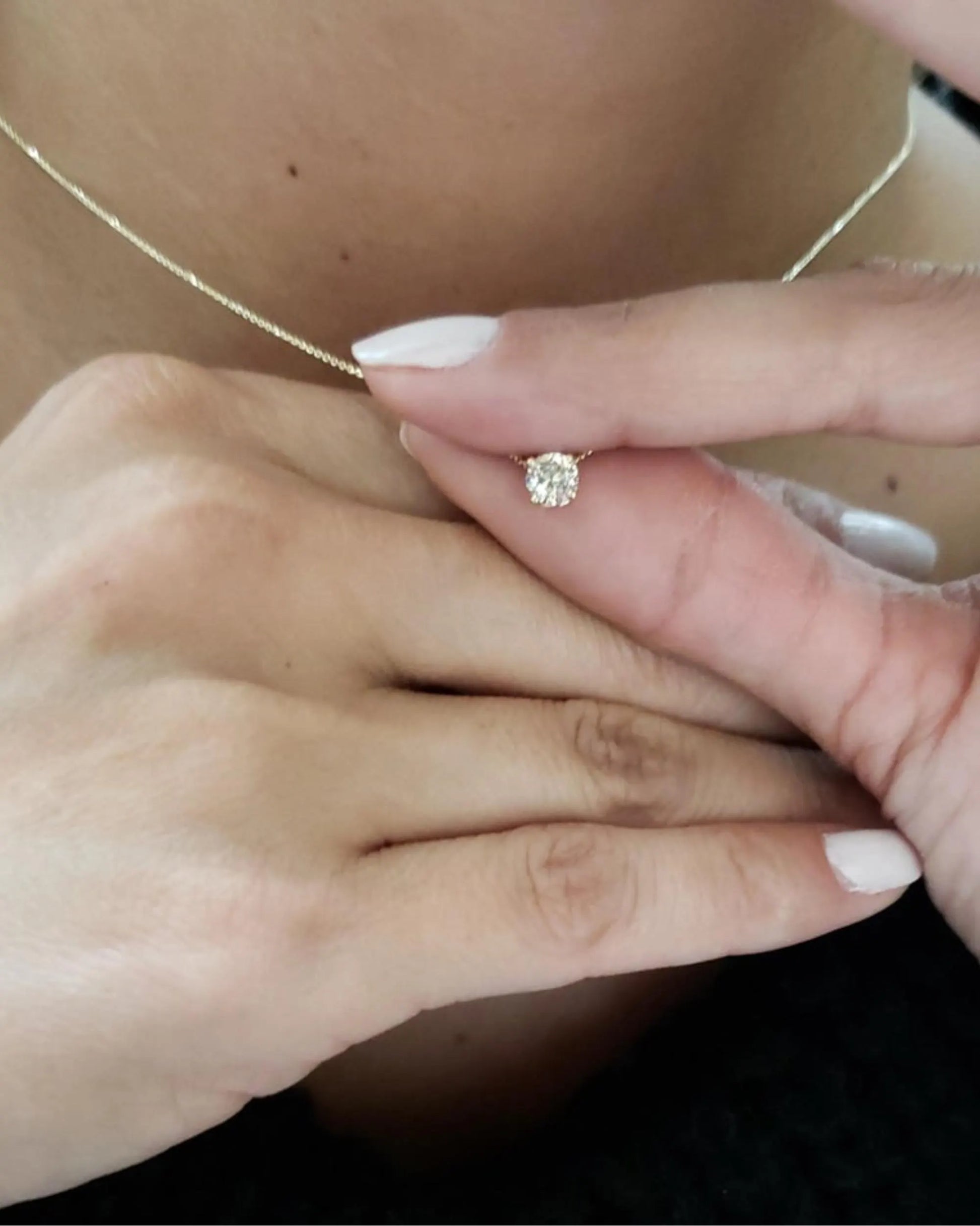 Lab Grown Diamond, 14Kt Gold Necklace, Attached Diamond Necklace, Beautiful White Diamonds, Best Gift