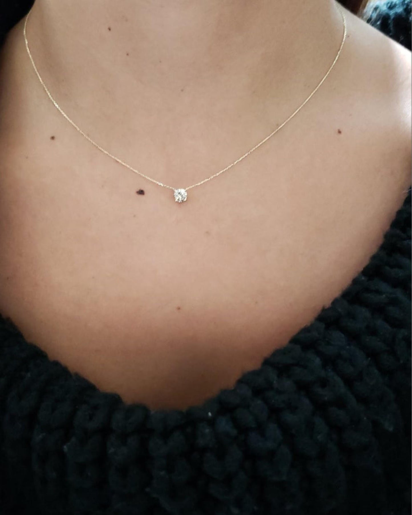 Lab Grown Diamond, 14Kt Gold Necklace, Attached Diamond Necklace, Beautiful White Diamonds, Best Gift