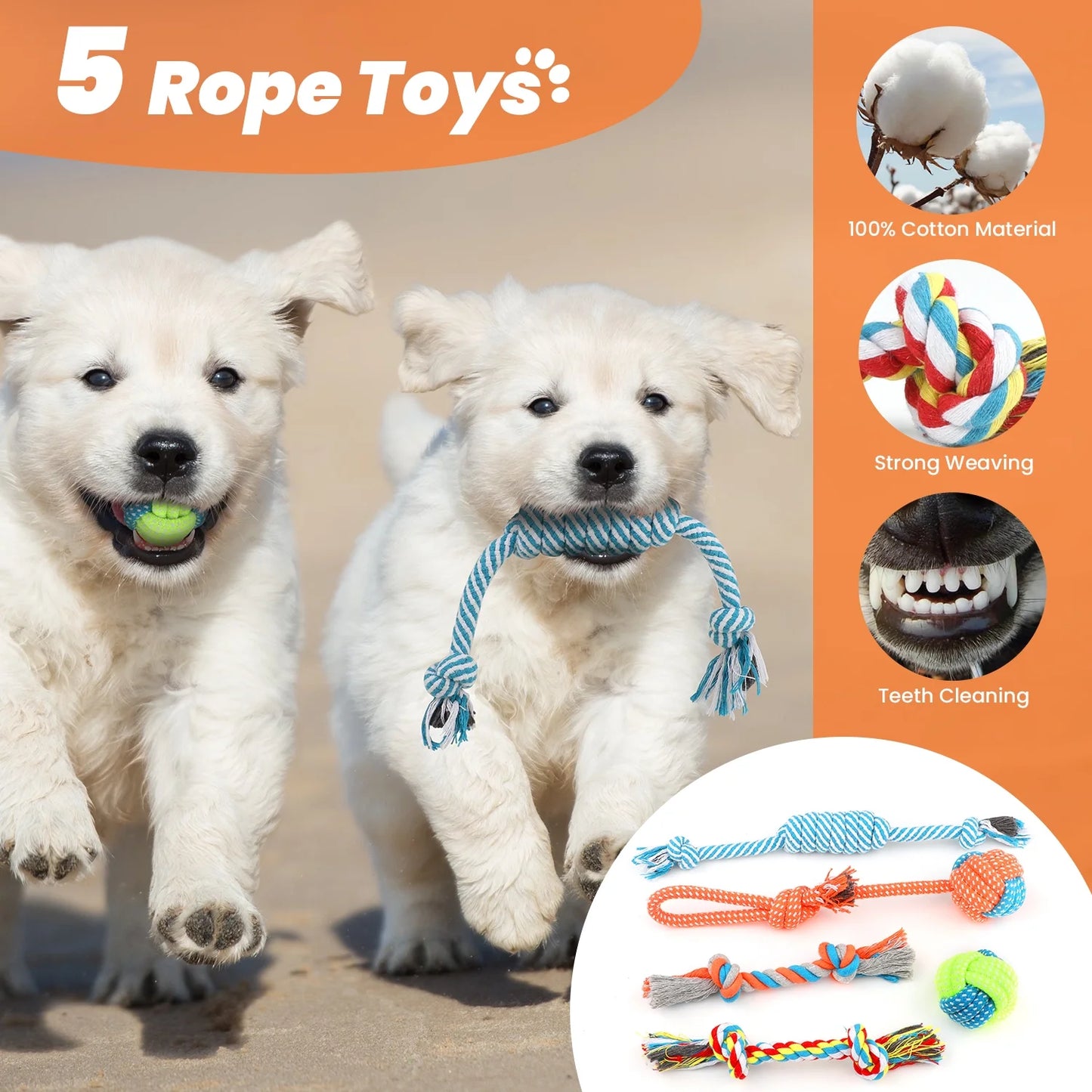 Small Dog Toy Collection: 10-Piece Set of Chew Toys for Teething and Training, Including Plush Squeaky Toys, Treat Balls, and Rope Toys for Engaging Playtime