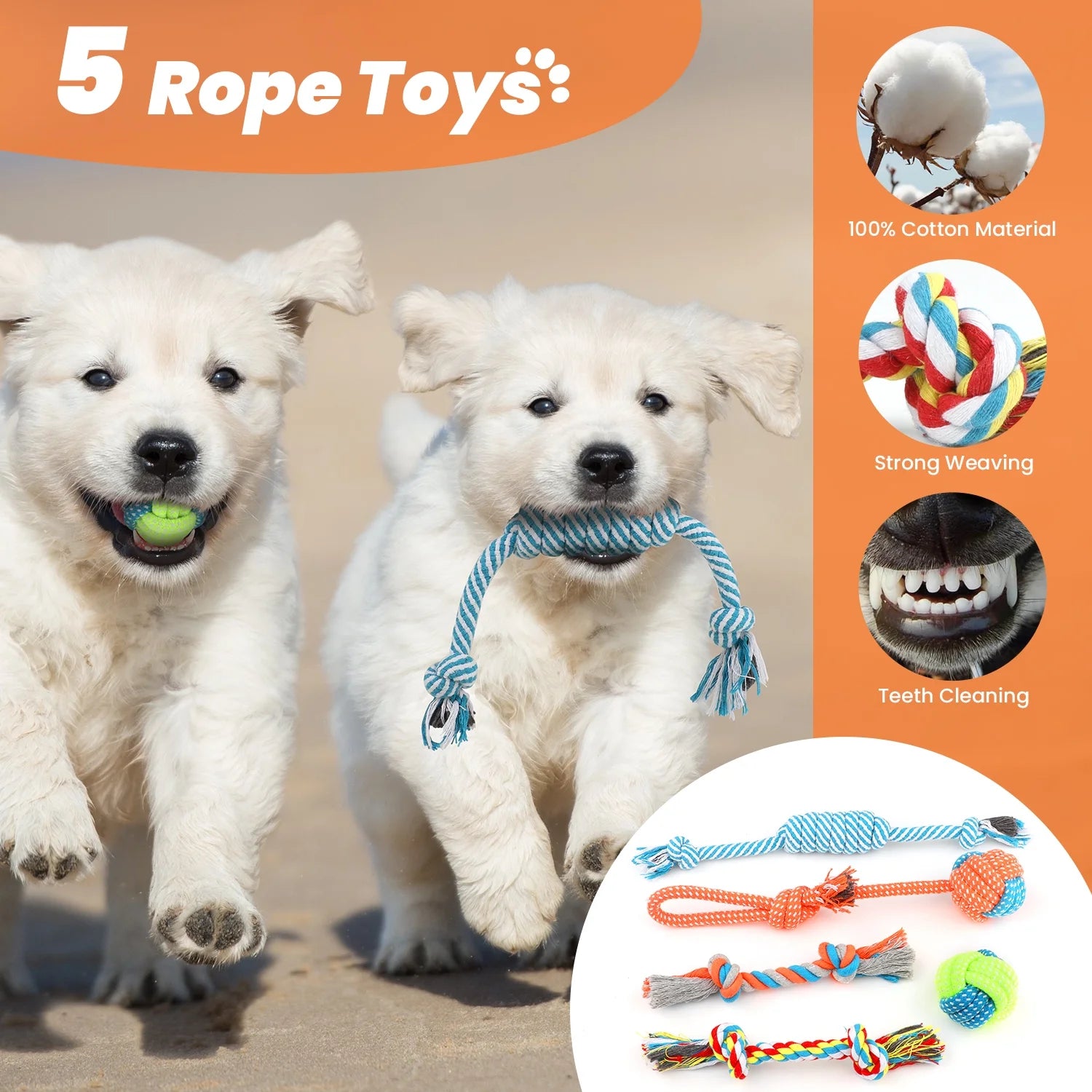 Small Dog Toy Collection: 10-Piece Set of Chew Toys for Teething and Training, Including Plush Squeaky Toys, Treat Balls, and Rope Toys for Engaging Playtime
