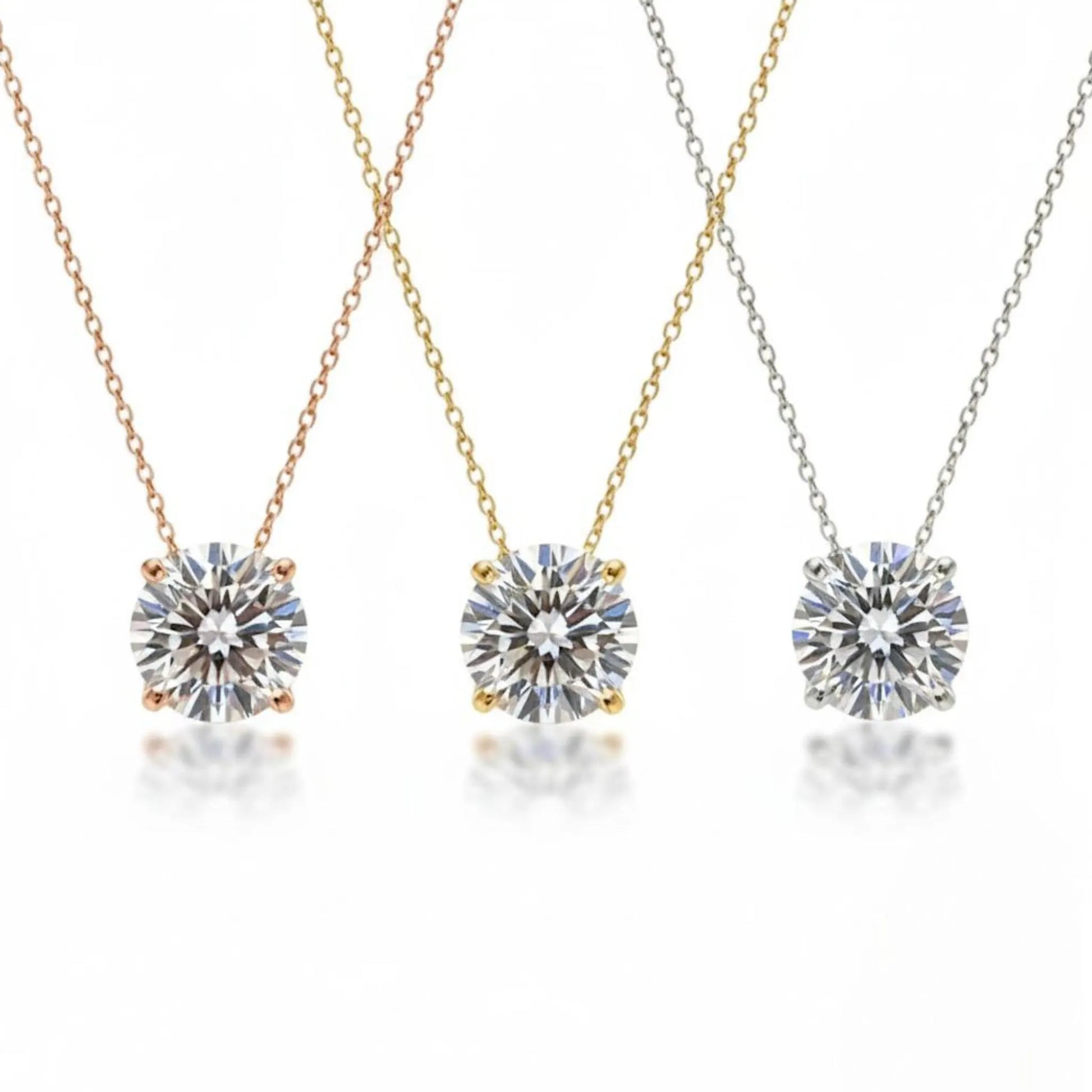 Lab Grown Diamond, 14Kt Gold Necklace, Attached Diamond Necklace, Beautiful White Diamonds, Best Gift