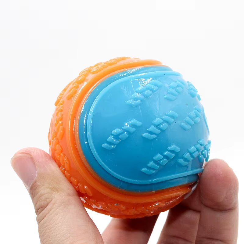 Interactive Soft TPR Dog Toys for Dental Care and Bite Resistance - Squeaky Ball Toy