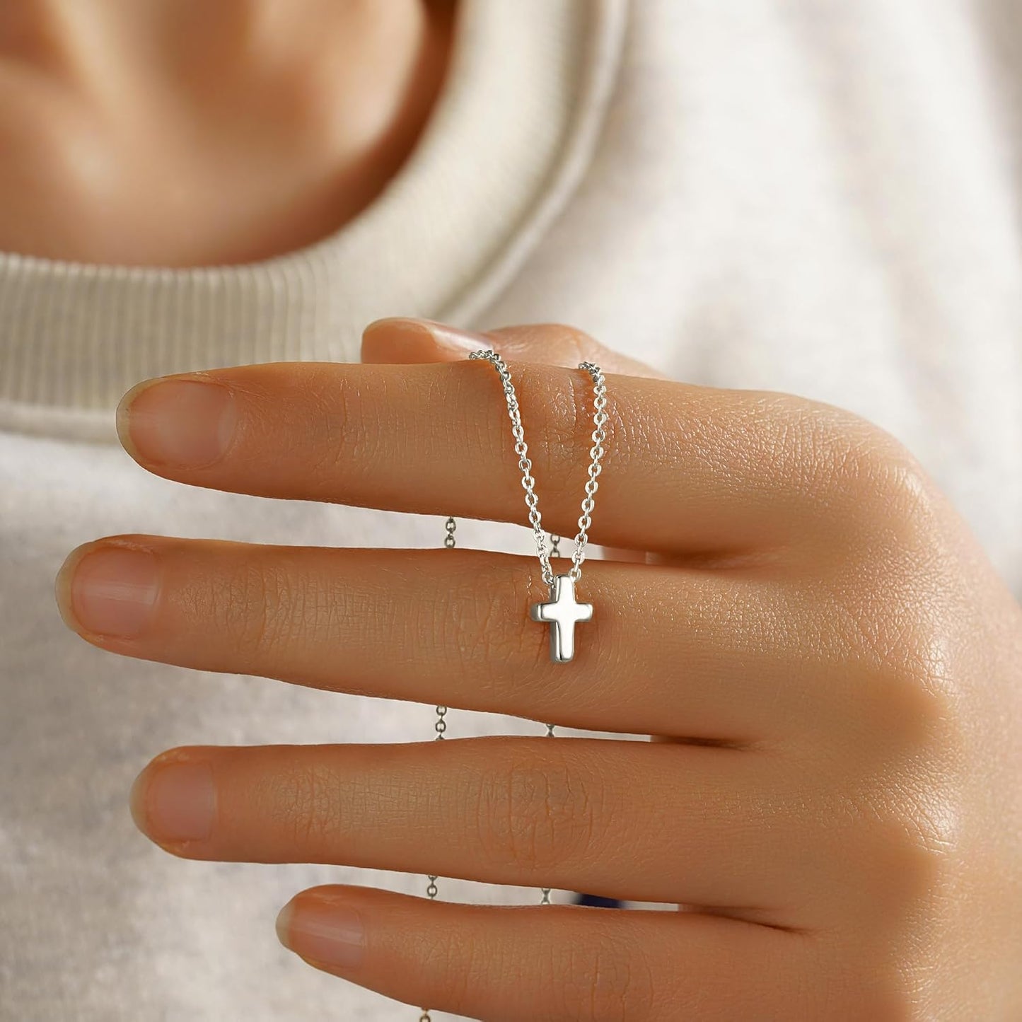 Cross Necklace for Women Girls, Dainty 14K Gold Plated Cross Pendant Necklace Sideways Cross Choker Layered Necklaces for Women Girls